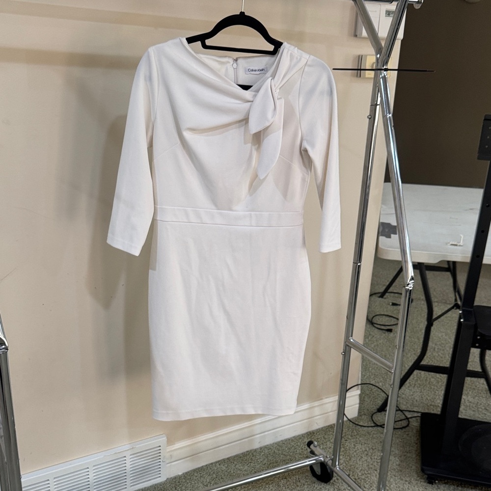 Calvin Klein White Long Sleeve Dress